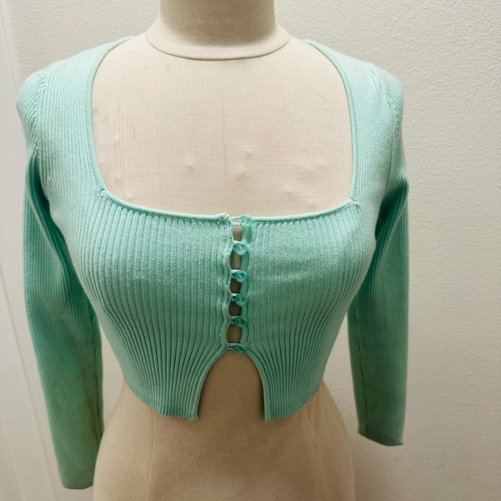 Mint Green Ribbed Crop Top